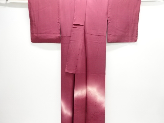  橋に寺塔風景模様織出し暈し付け下げ色無地着物